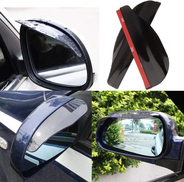 CarNeed 2 Pcs Smoked Black Mirror Rain Visor Smoke Guard, Rear View Side Mirror Rain Eyebrow, Carbon Fiber Rear View Mirror Visor Guard for Most Car, Truck and SUV - Image 5