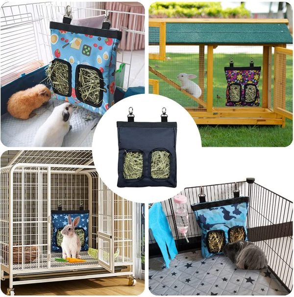 Guinea Pig Hay Feeder, Hanging Rabbit Hay Feeder Bag for Guinea Pigs Bunnies Chinchillas. Stars - Image 4