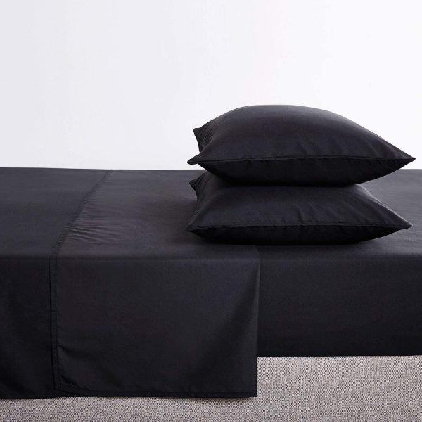 Black Sheet Set - by , 1000TC Ultra Soft Microfiber, Fitted Sheet & Flat Sheet & 2 Pillowcases (4 pcs, King Single Size) - Image 3