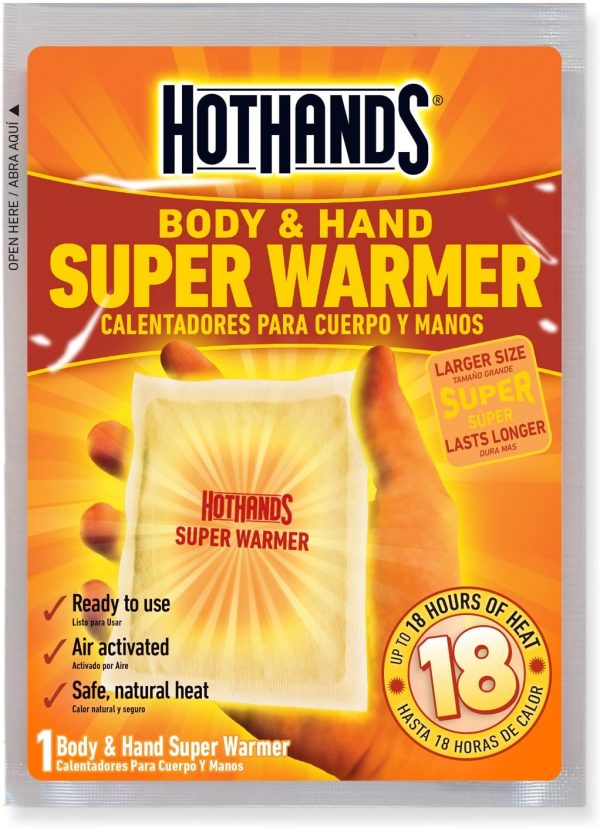 HotHands Body & Hand Super Warmers - Long Lasting Safe Natural Odorless Air Activated Warmers - up to 18 Hours of Heat - 40 Individual Warmers