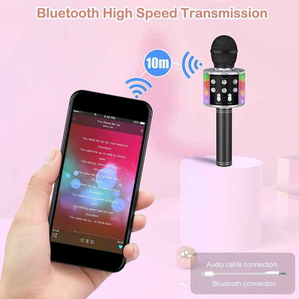 Verkstar Wireless Karaoke Microphone, Bluetooth Speaker Mic Best Birthday Gift Toy for Kids Adults with LED Lights and Recording Magic Sing Portable Handheld Karaoke Machine - Image 5