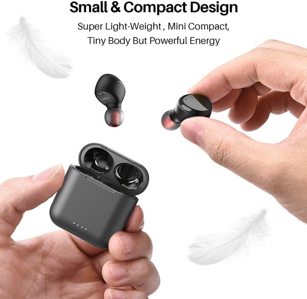 T6 True Wireless Earbuds Bluetooth Headphones Touch Control with Wireless Charging Case IPX8 Waterproof Stereo Earphones in-Ear Built-in Mic Headset Premium Deep Bass for Sport Black - Image 5