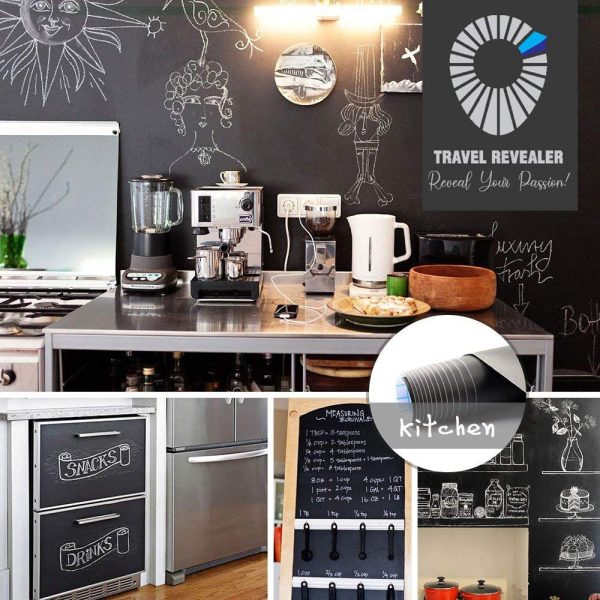 Chalkboard Contact Paper Roll + 3 Liquid Chalk Markers 17.7?? x 78.7?? Chalk Board Paint Alternative Wallpaper - Adhesive Blackboard Wall Decal Vinyl - Black Chalkboard Stickers - Image 3