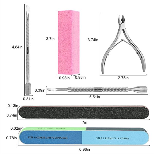 Nail File Set, WOVTE 11 Pcs Nail Files Block 7 Ways Buffer Block Buffer Block Sponge Polished, Come with Cuticle Nipper and Pusher for Dead Skin Nail Trimming Manicure Tools - Image 5