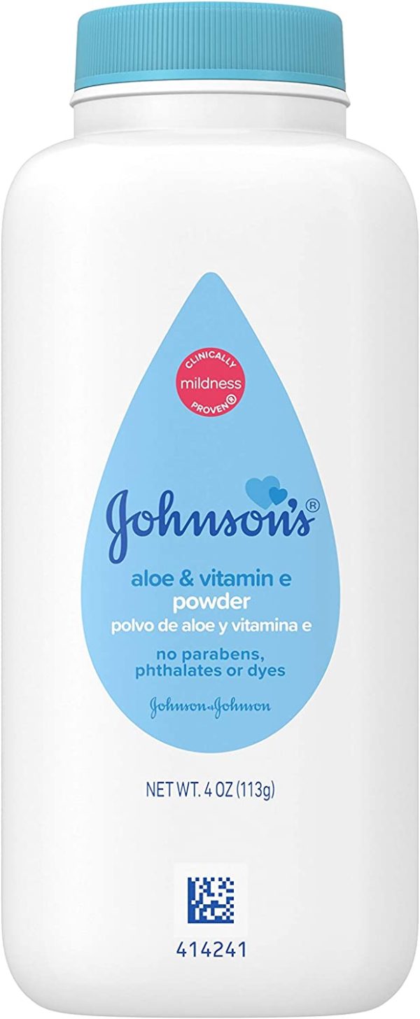 Johnson's Baby Powder With Aloe Vera & Vitamin E For Soft Skin, 4 Oz.