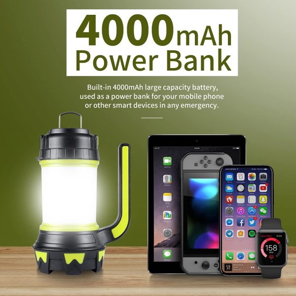 Tokeyla Rechargeable Camping Lantern, LED Lantern Flashlight 4000mAh Power Bank, 6 Modes, IPX4 Waterproof, USB Charging Cable Included, Perfect for Camping Light Hiking Emergency or Home - Image 6