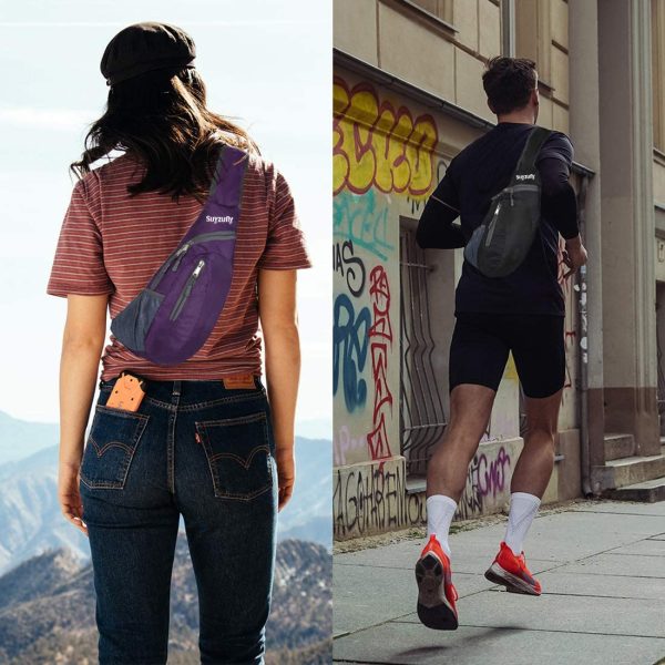 Men Women Foldable Sling Bags Shoulder Chest Backpack Crossbody Daypack for Cycling Walking Hiking - Image 5