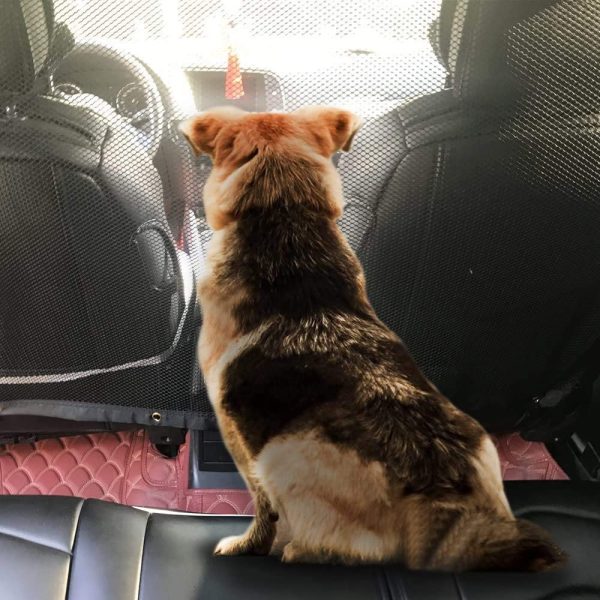 Pet Dog Car Safety Barrier - Keep Pets Off The Front Seat Dog Barrier for car - Travel Safe Pet Car Net, Suitable for All Size Dogs, Easy To Install Pet Divider for Cars and SUV??s - Drive Safely with Children & Pets , 115 cm * 62 cm - Image 8