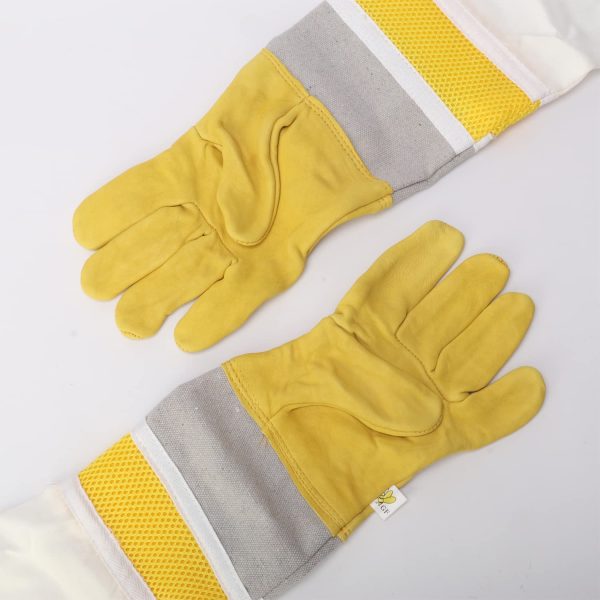 lehom Beekeeping Gloves,Bee Keeping Gloves,Goatskin Leather Beekeeper's Glove,Professional Beekeeping Supplies with Long Canvas Sleeve & Elastic Cuff - Image 3