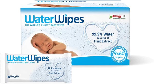 WaterWipes Sensitive and Newborn Skin Baby Wipes, Fragrance free, Super Value Box 9 Packs (540 Wipes) - Image 2