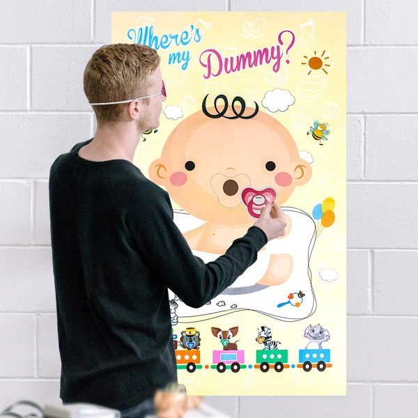 Pin The Pacifier on The Baby Game, Baby Shower Party Poster Favors Supplies for Baby Shower Party Birthday Party, Pin The Dummy on The Baby Game - with 24Pcs Pacifier Stickers - Image 3