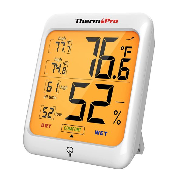 ThermoPro TP53 Hygrometer Humidity Gauge Indicator Digital Indoor Thermometer Room Temperature and Humidity Monitor with Touch Backlight