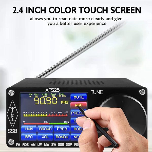 Si4732 All-Band Radio Receiver Aluminium Alloy ATS-25 DSP Receiver FM LW (MW and SW) SSB with 2.4" Touch Screen Search HAM Band Quick Channel - Image 5