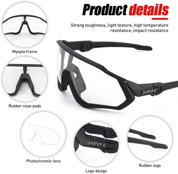 KAPVOE Cycling Glasses Men Photochromic Sunglasses Women MTB Mountain Bike Bicycle - Image 2