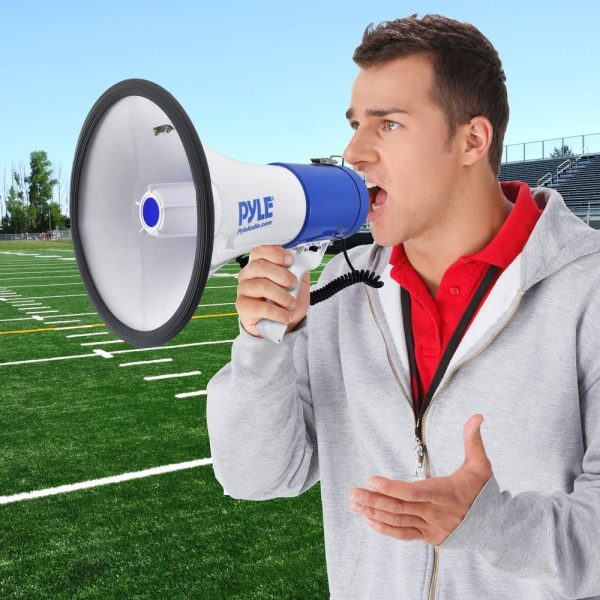 Pyle Megaphone Speaker | Bullhorn PA Speaker System | Wired Microphone | Siren Alarm Mode Adjustable Volume Control (PMP50)