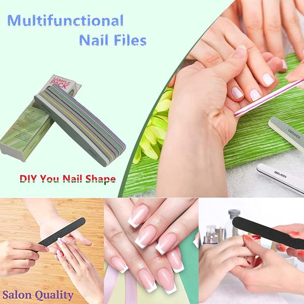 Professional Nail Files for Acrylic Nails , Nails Filer Manicure Tools Kit Art Care, Fingernail File Emery Boards Buffer Block Tools 100/180 Grit 6pcs/set - Image 3