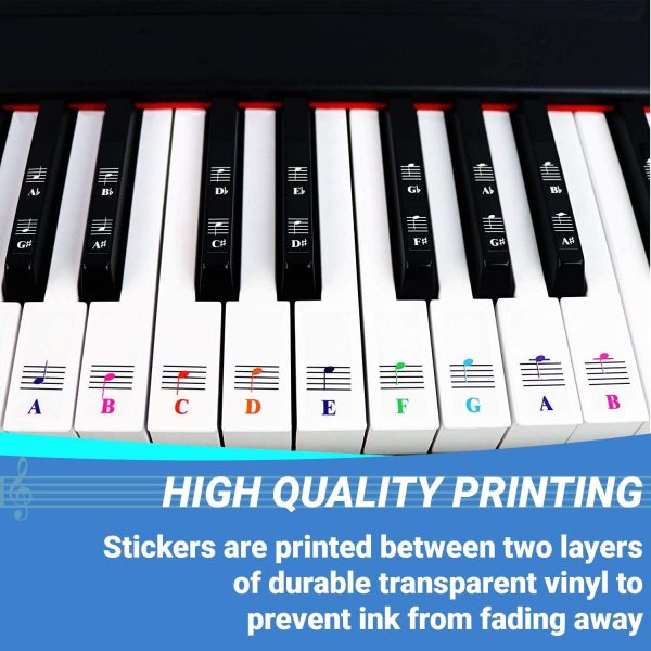 Color Piano Stickers for White and Black Keys