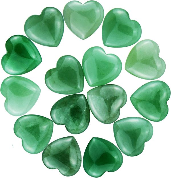 Marrywindix 15 Packs 0.8 Inch Healing Crystal Natural Green Aventurine Stone Heart Love Carved Palm Worry Stone Chakra Reiki Balancing - Image 4