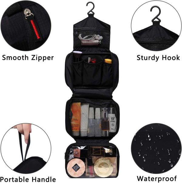 Hanging Toiletry Bag, VASCHY Water Resistant Large Travel Toiletry Kit Shaving Bag Portable Wash Bag for Makeup, Cosmetic - Image 5