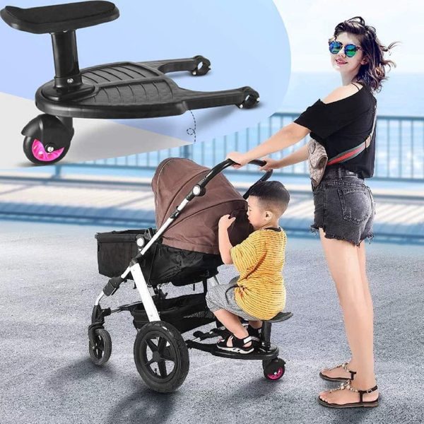 Universal Stroller Board with Seat, Comfort Wheeled Buggy Board Stroller Glider Board Attachment for Toddler Pushchair, Stroller Ride on Board Fits Multiple Models - Image 5