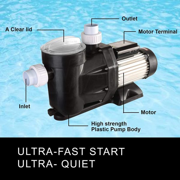 Swimming Pool Pump Pressure Spa Water Electric Self Priming Home Garden (1.6HP, 1200W, 27600L/H) - Image 2