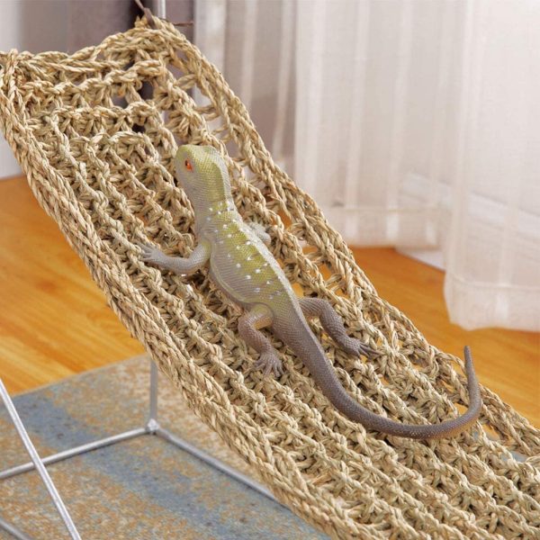 PIVBY Reptile Lizard Lounger Bearded Dragon Hammock,100% Natural Grass Fibers Hammock Bed for Anoles, Bearded Dragons, Geckos, Iguanas, and Hermit Crabs - Image 7