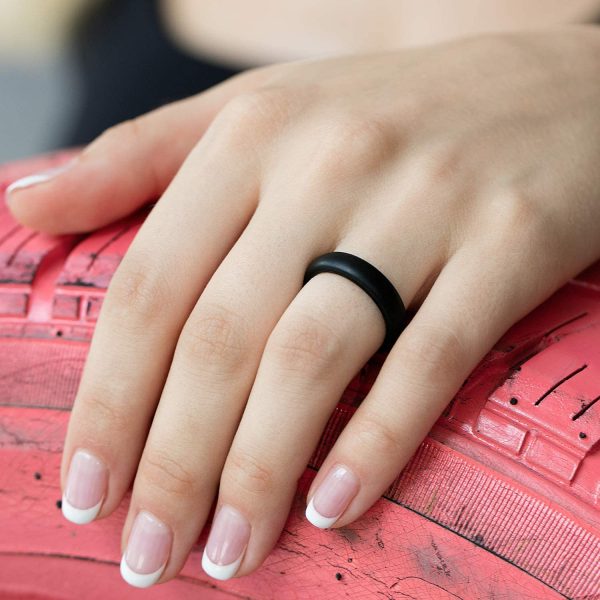 ROQ Silicone Rings for Women Breathable Silicone Rings Bands - Comfort Fit Silicone Wedding Ring for Women - Medical Grade Silicone Rubber Band - Unique Women's Silicone Wedding Ring - Image 3