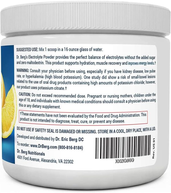 Dr. Berg's Original Electrolyte Powder - Hydration Drink Mix Supplement - Boosts Energy & Keto-Friendly - NO Maltodextrin & Sugar-Free - No Ingredients from China - Raspberry Lemon Flavor 45 Servings - Image 8