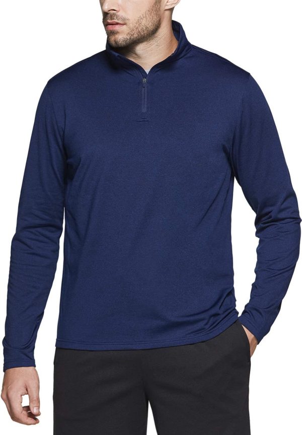 TSLA Men's Quarter Zip Thermal Pullover Shirts, Winter Fleece Lined Lightweight Running Sweatshirt - Image 2