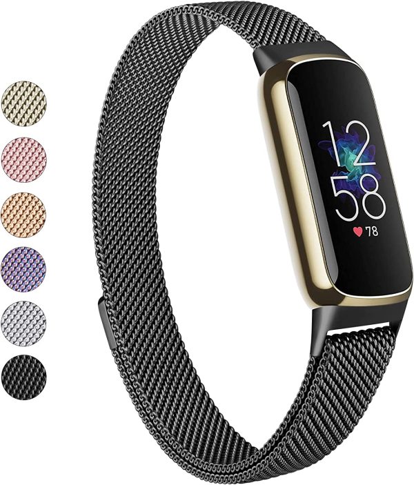 Vanjua Metal Band Compatible with Fitbit Luxe Bands, Stainless Steel Mesh Loop Adjustable Wristband Replacement Strap for Fitbit Luxe/Luxe Special Edition Fitness Tracker Women Men - Image 6