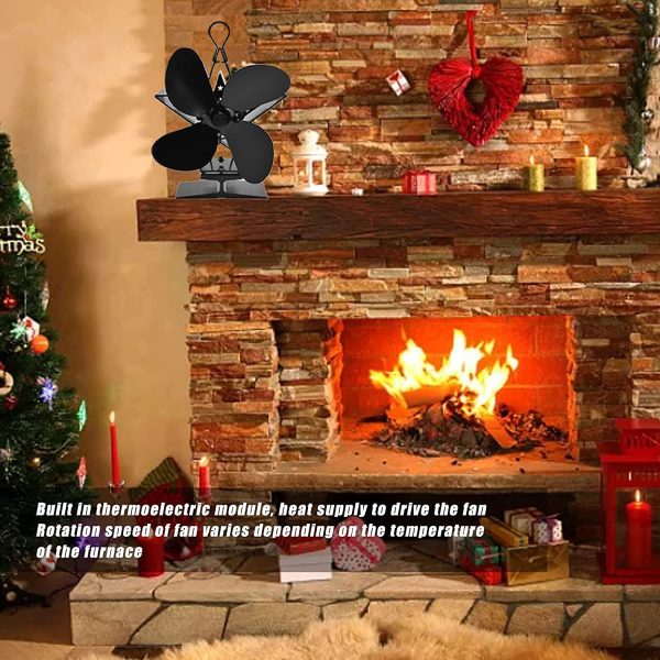 Heat Powered Fan, Fireplace Heat Fan Energy Saving 4 Blade Zinc Alloy Eco Friendly for Living Room for Home - Image 5