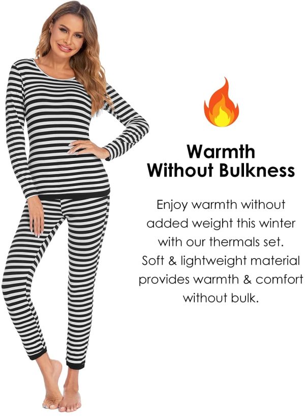 Ekouaer Women's Thermal Underwear Sets Micro Fleece Lined Long Johns Base Layer Thermals 2 Pieces Set - Image 2