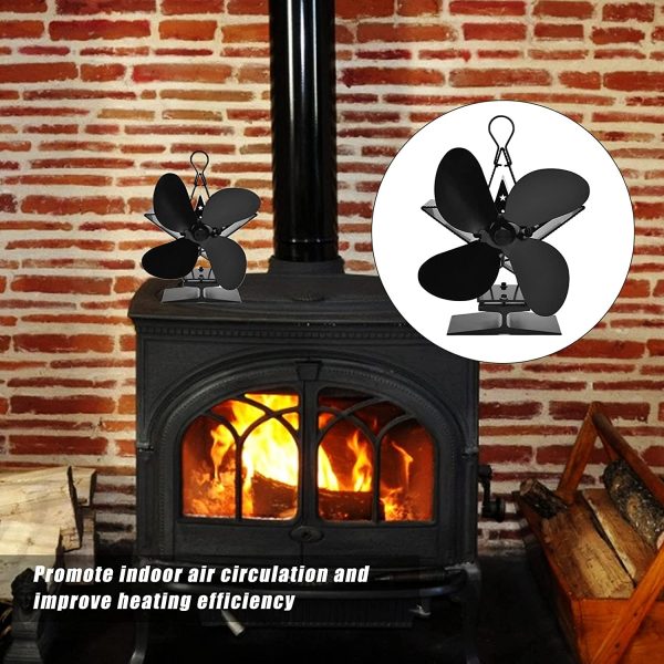 Heat Powered Fan, Fireplace Heat Fan Energy Saving 4 Blade Zinc Alloy Eco Friendly for Living Room for Home