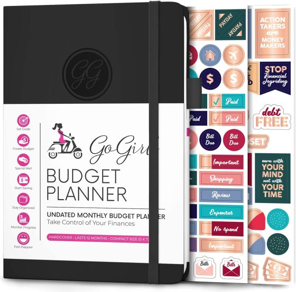 GoGirl Budget Planner - Monthly Financial Planner Organizer Budget Book. Expense Tracker Notebook Journal to Control Your Money. Undated - Start Any Time, 5.3" x 7.7", Lasts 1 Year Compact (5.3" x 7.7") - Smaller than A5 Black - Image 6