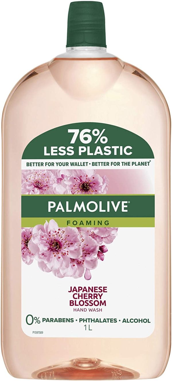 Palmolive Foaming Liquid Hand Wash Soap 1L, Japanese Cherry Blossom Refill and Save, No Parabens Phthalates and Alcohol, Recyclable Bottle - Image 2