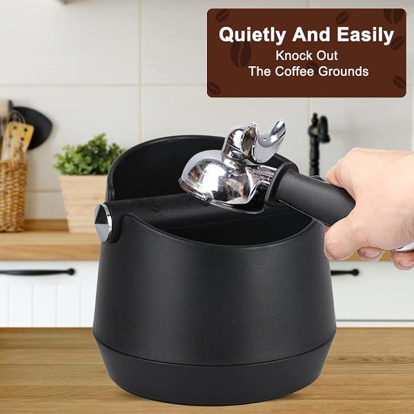 Espresso Knock Box and Coffee Grounds Container, 13.9cm Innovative Barista Tool with Removable Shock-Absorbent Heavy Duty Metal Knock Bar and Non-Slip Base - Image 6