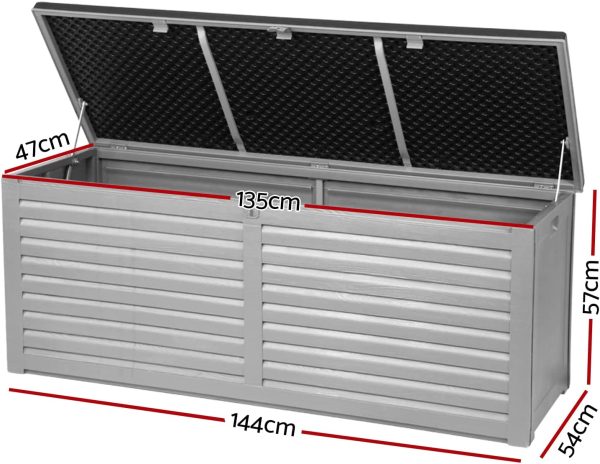 Outdoor Storage Box Bench Seat Lockable Garden Deck Toy Tool Sheds 390L - Image 4