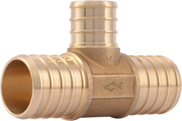 SharkBite 1 Inch x 1 Inch x 3/4 Inch Crimp Reducing Tee, Brass Plumbing Fitting, PEX Pipe, PE-RT, UC416LFA - Image 4