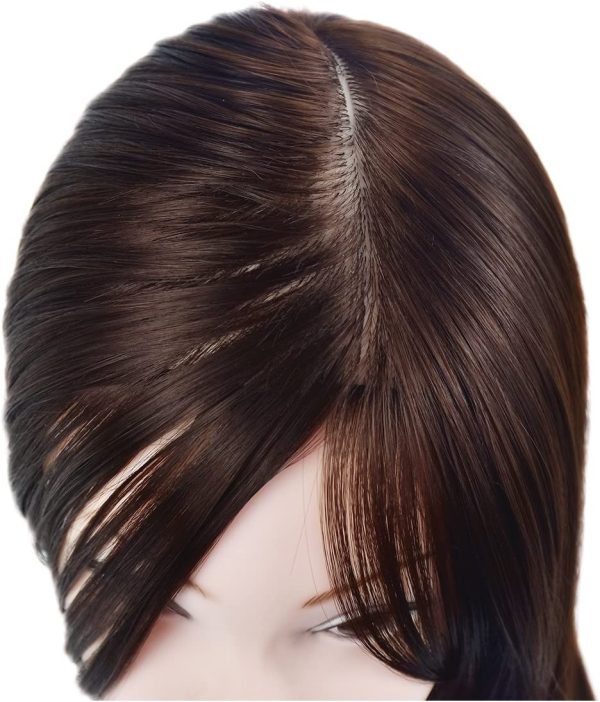 Cosmetology Mannequin Head with Hair for Braiding 26" Brown Training Head Manikin Doll Head Synthetic Fiber Hair with Clamp - Image 3