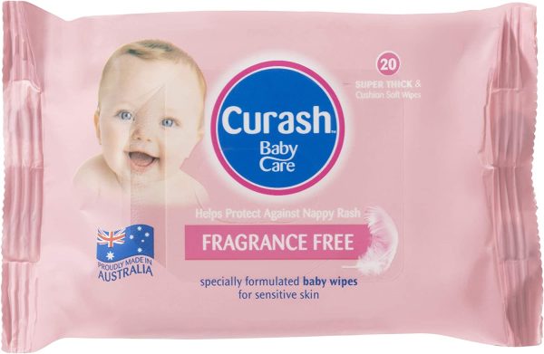 Curash Fragrance Free Baby Wipes Travel 20 PK - Image 2