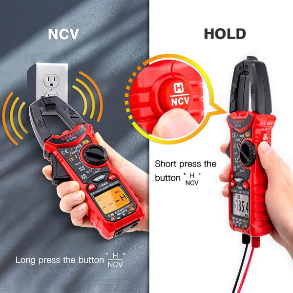 KAIWEETS Digital Clamp Meter T-RMS 6000 Counts, Multimeter Voltage Tester Auto-ranging, Measures Current Voltage Temperature Capacitance Resistance Diodes Continuity Duty-Cycle (AC/DC CURRENT) - Image 6