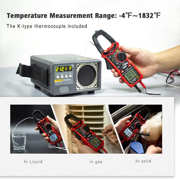 KAIWEETS Digital Clamp Meter T-RMS 6000 Counts, Multimeter Voltage Tester Auto-ranging, Measures Current Voltage Temperature Capacitance Resistance Diodes Continuity Duty-Cycle (AC/DC CURRENT) - Image 8