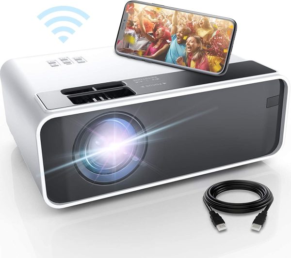 Mini Projector for iPhone,  WiFi Movie Projector with Synchronize Smartphone Screen, 1080P HD Portable Projector Supported 200" Screen, Compatible with Android/iOS/HDMI/USB/SD/VGA??White?? - Image 2