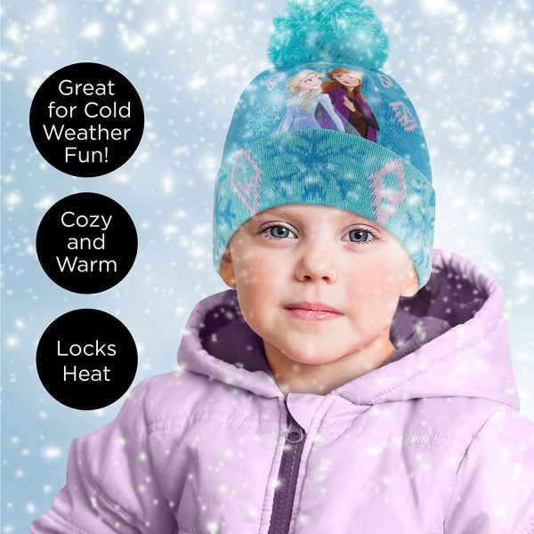 Disney Winter Hat, Kids Gloves Or Toddlers Mittens Frozen Elsa and Anna Baby Beanie for Boy Girl Ages 2-4 & 4-7 - Image 5