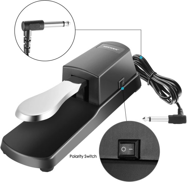 Neewer Universal Piano-Style Sustain Foot Pedal with Polarity Switch Design Compatible with Any Electronic Keyboard with 1/4 Input Jack - Image 2