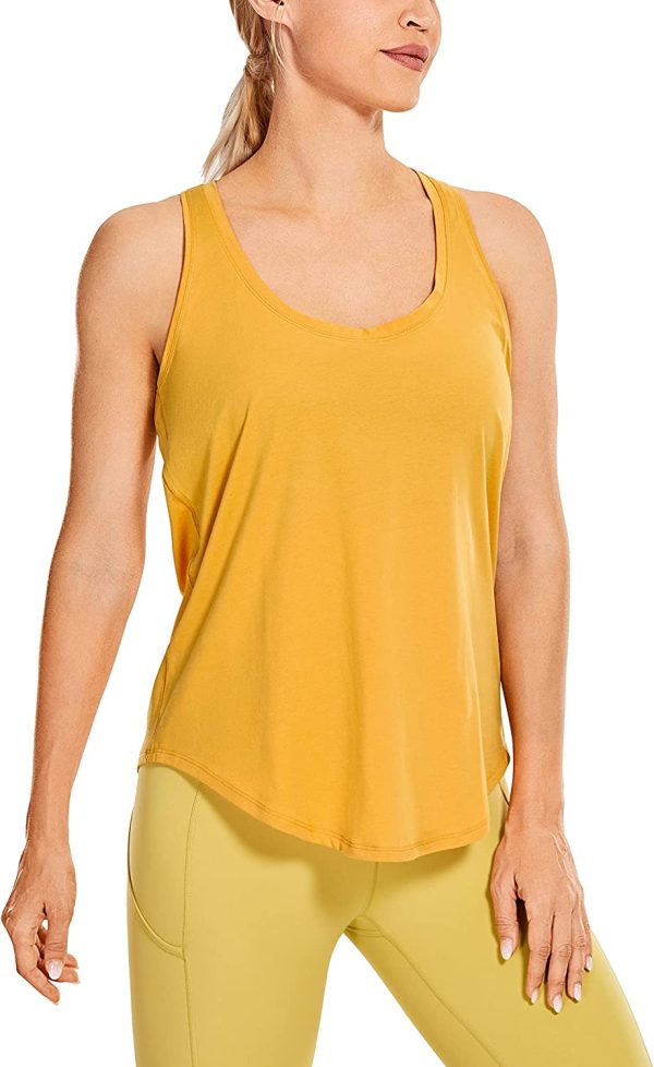 CRZ YOGA Women's Lightweight Pima Cotton Workout Tank Tops-Soft Racerback Athletic Yoga Tanks - Image 2