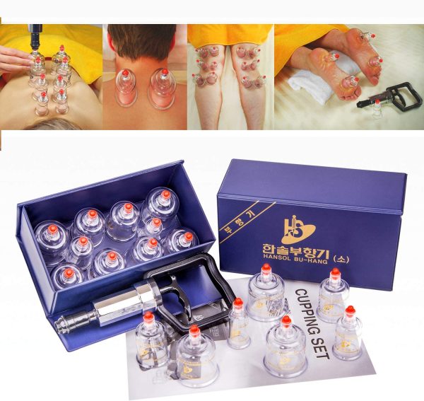 Hansol Professional Cupping Therapy Equipment Set 10 cups with pumping handle (10 Cups / English Manual (Made in Korea)) - Image 3