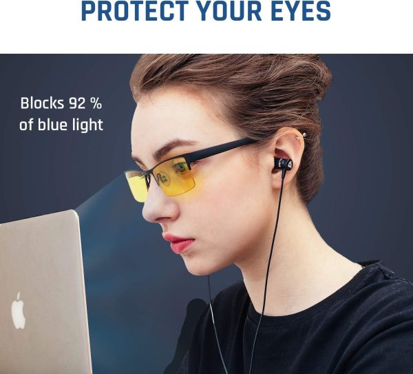 KLIM Optics Blue Light Blocking Glasses + Reduce Eye Strain and Fatigue + Gaming Glasses for PC Mobile TV + Blocks 92% Blue Light + Computer Glasses with UV Protection + NEW 2022 VERSION - Image 7