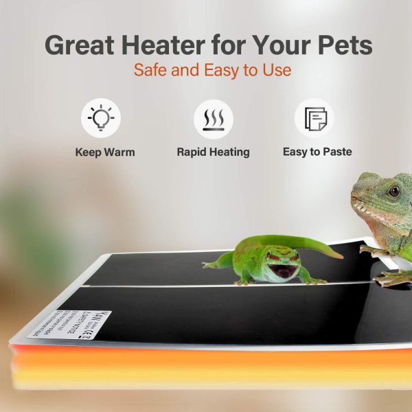 Lerway 2Pcs Heat Mat Reptiles Temperature Heating 5W/7W/14W Pet Supplies Snakes (14W) - Image 7