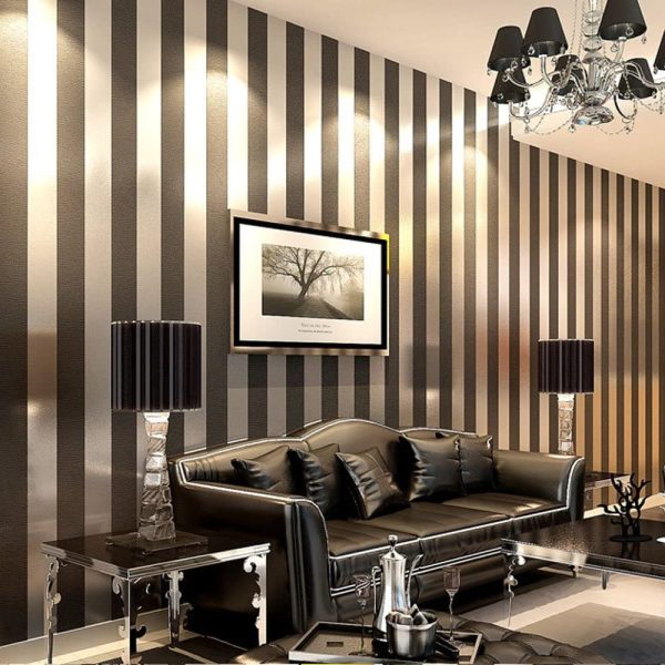 KeTian Modern Minimalist Vertical Striped Non-Woven Wallpaper for Bedroom Living Room Black&Gray Color 0.53m (1.73' W) x 10m(32.8'L)=5.3m2 (57 sq.ft) - Image 5